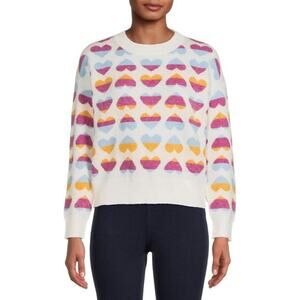 NWT Women's Dreamers by Debut Heart Pattern Pullover Sweater Multicolor Medium